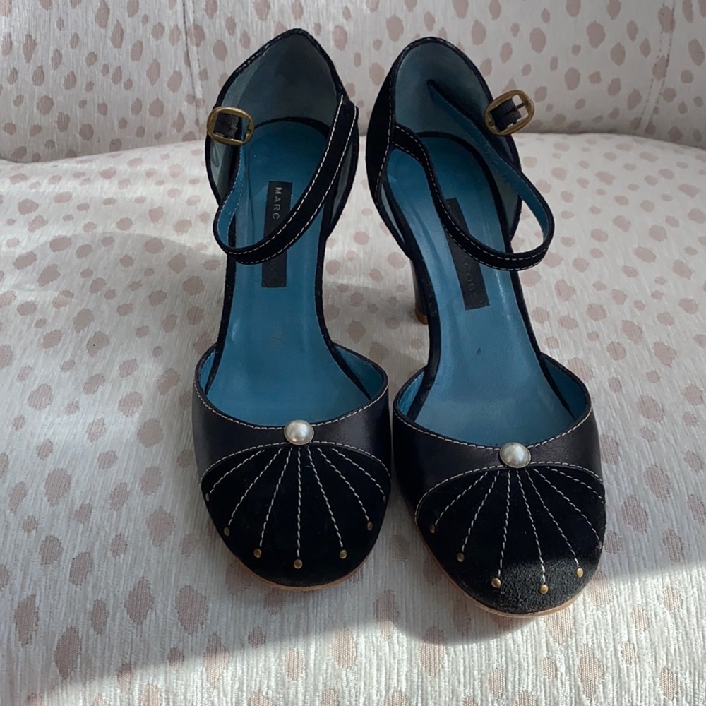 Marc Jacobs Black Suede Mary Janes.